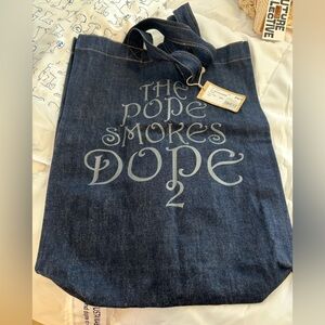 NWT A.P.C. Dark  Denim Tote with Graphic Print sold out